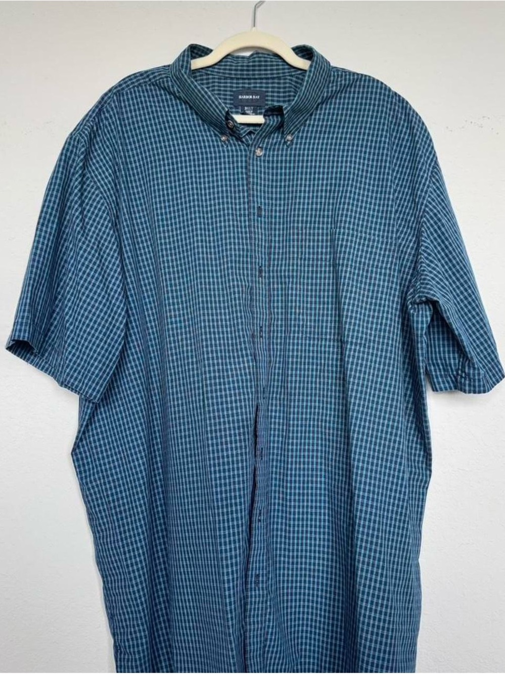 Harbor Bay Blue Check Short Sleeve Button-Down Shirt